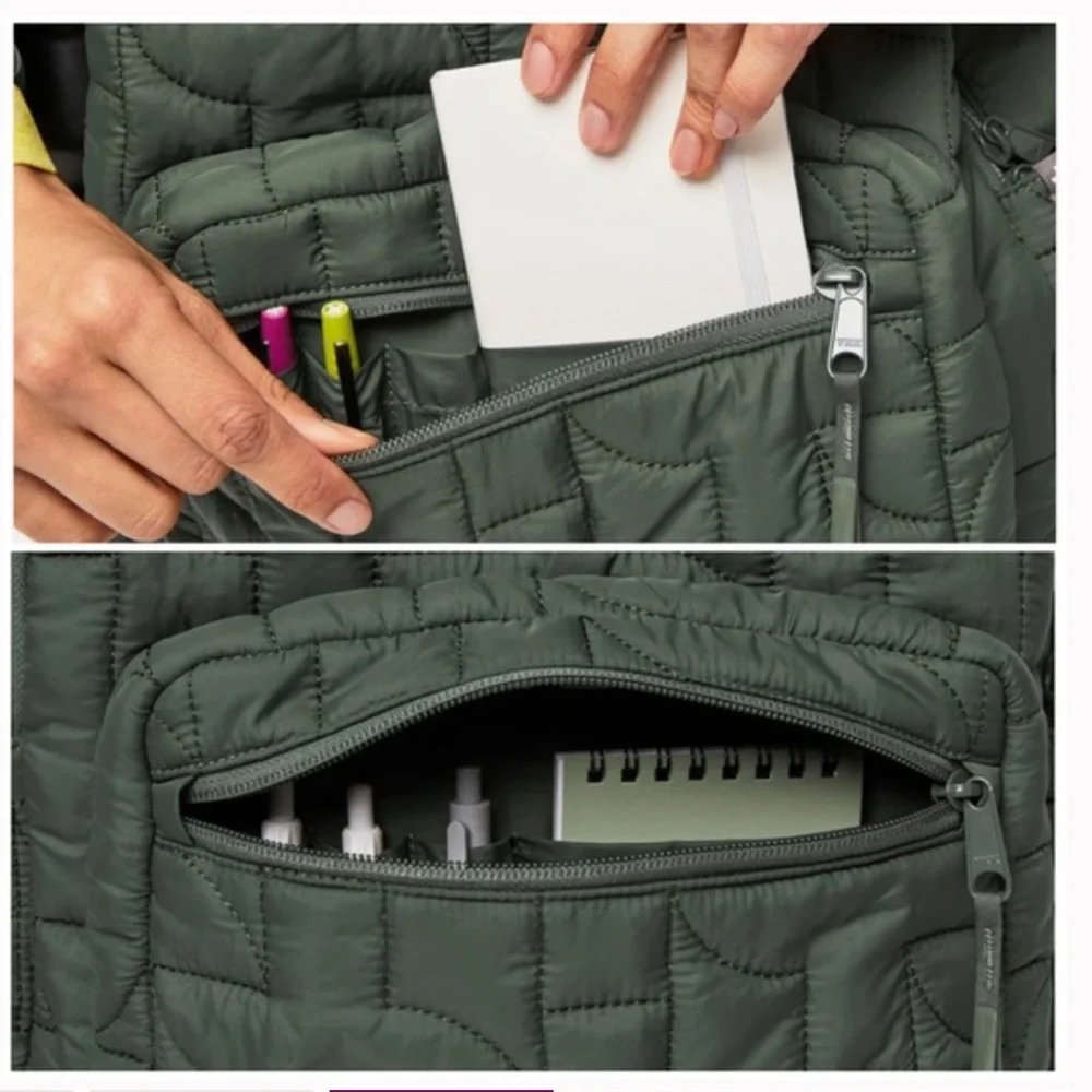 Figs Quilted Forest Green Backpack